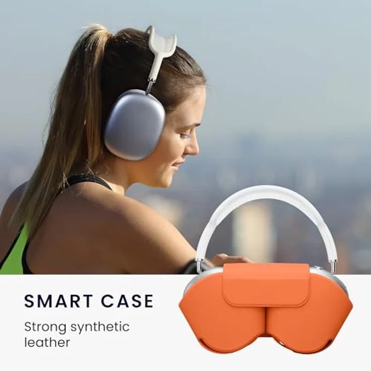 kwmobile Hülle kompatibel mit Apple AirPods Max Case - weiche Kopfhörer Tasche - Etui aus Polyester - Cover in Summer Orange – Bild 5