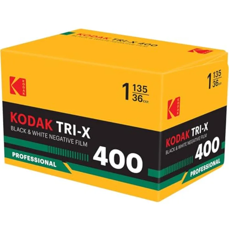 KODAK Eastman Tri-X 400 135-format, 35-mm Schwarzweiß-Negativfilm mit 36 Aufnahmen, ISO 400, panchromatische Empfindlichkeit, klassische Kornstruktur