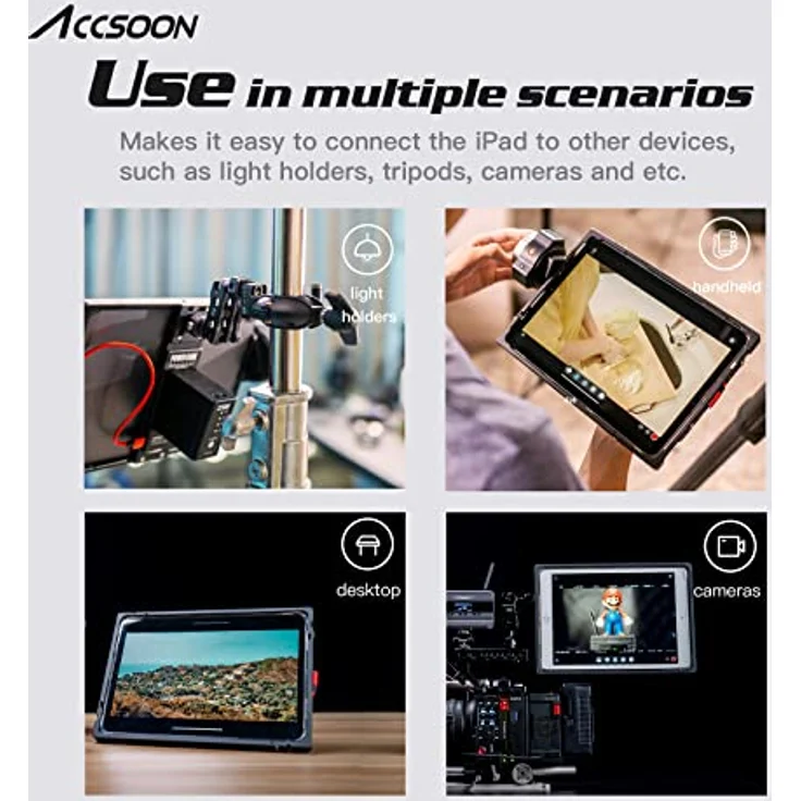 Accsoon Power cage iPad-Rahmenhalterung/Monitore, Anschluss an EIN drahtloses Videoübertragungssystem, lädt iPad mit externem Akku der NP-F-Serie passend für 10,9" iPad/iPad Air – Bild 3