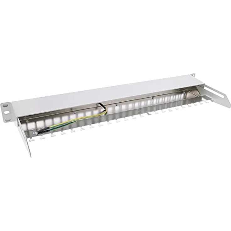 InLine® Patchfeld 24-Fach, Keystone Leerblech Patchpanel mit Auszug, 19", 1HE, lichtgrau RAL7035, geeignet für Cat.6a, Cat.6, Cat.5 Module – Bild 3