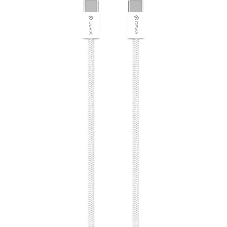 Devia Ladekabel USB Typ C - USB Typ C 1m, 60 W Schnellladekabel in Weiß für komfortables Laden