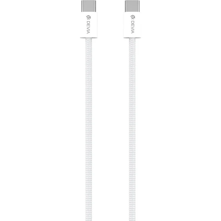 Devia Ladekabel USB Typ C - USB Typ C 1m, 60 W Schnellladekabel in Weiß für komfortables Laden