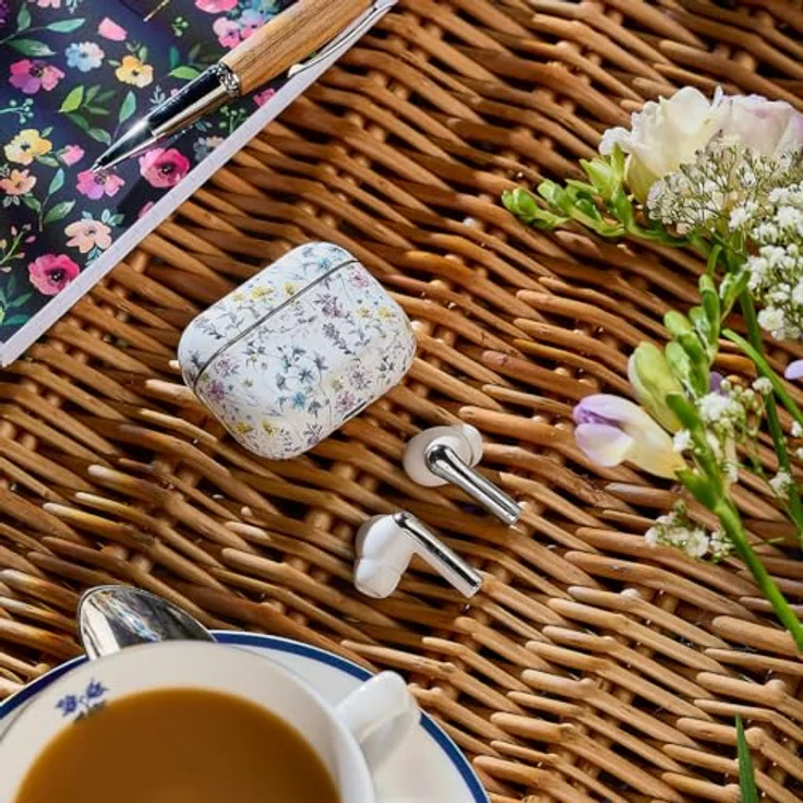 Laura Ashley Kabellose Ohrhörer TWS 5.3 mit ENC, Bluetooth für iPhone & Android, Handgefertigter Design-Print, 8h Akkulaufzeit, USB-C Ladeport – Bild 2
