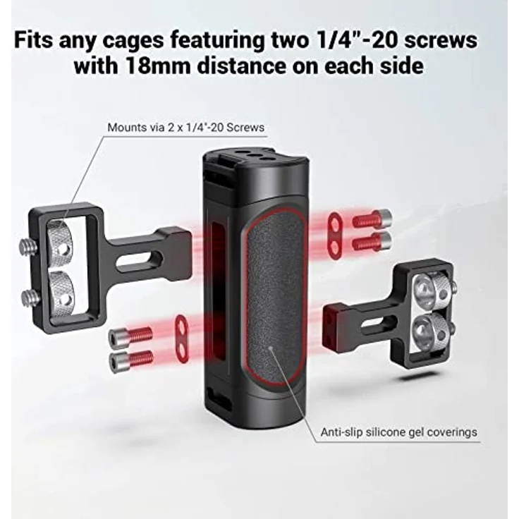 SMALLRIG Mini Seitengriff Side Handle mit doppelter 1/4”-20 Schrauben für DSLR Kamera Cage, Up and Down Adjustable, Links oder rechts montierbar, Maximum Load 3.5kg - 2916 – Bild 4