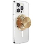 PopSockets runder PopGrip, kompatibel mit MagSafe, inkl. Adapterring, kabelloses Laden, Aluminium Radial Gold