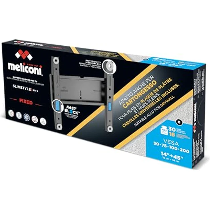 Meliconi 480956 TV-Halterung, geeignet für 35,6 cm bis 114,3 cm (14" bis 45"), VESA 50 x 50 mm bis 200 x 200 mm, maximal 30 kg, schwarz – Bild 4