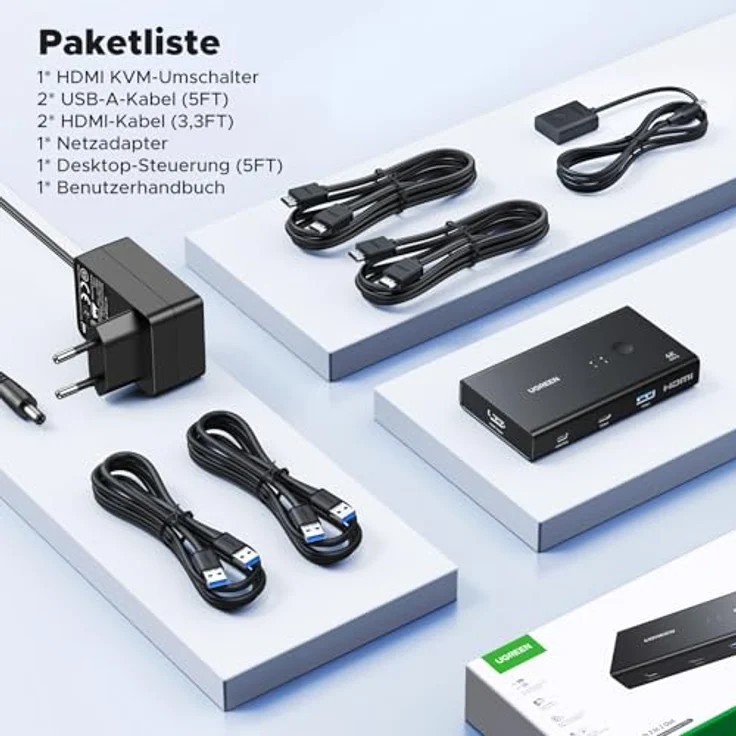 Ugreen KVM Switch AK502, 2in1 HDMI 2.0 Umschalter für zwei Geräte – Bild 9