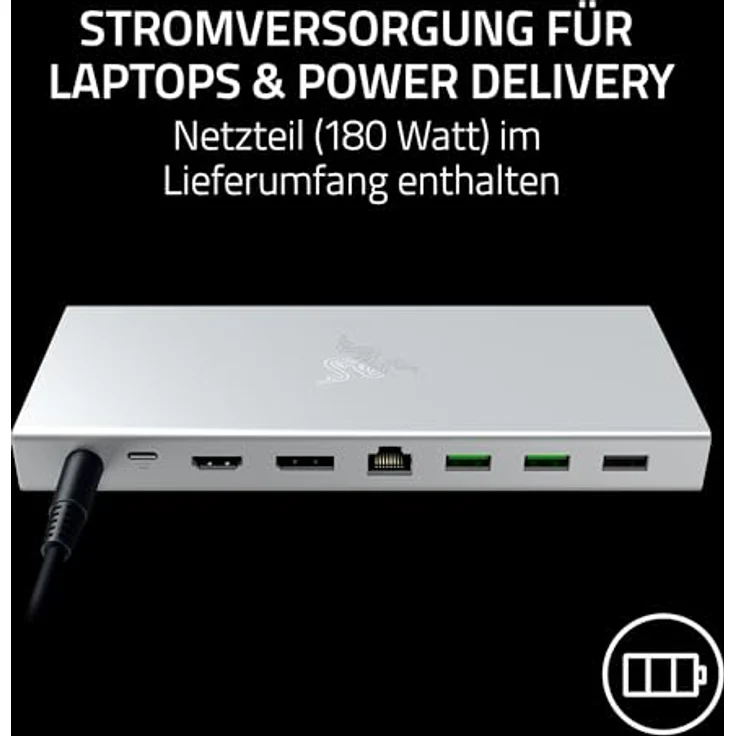 Razer USB 4 Dock - High-Speed-Dock für Gaming und Produktivität - 14-Port - Dual-Display-Unterstützung, Geräteaufladung (3X USB-C, 5X USB-A, HDMI, Gigabit Ethernet, 3.5mm Audio) Mercury – Bild 5