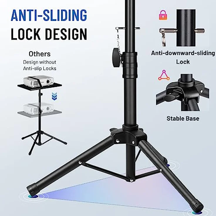 CAHAYA Beamer Ständer 180° Drehbar, Höhenverstellbares Stativ für Outdoor & Home-Kino, bis 10 kg Traglast – Bild 4