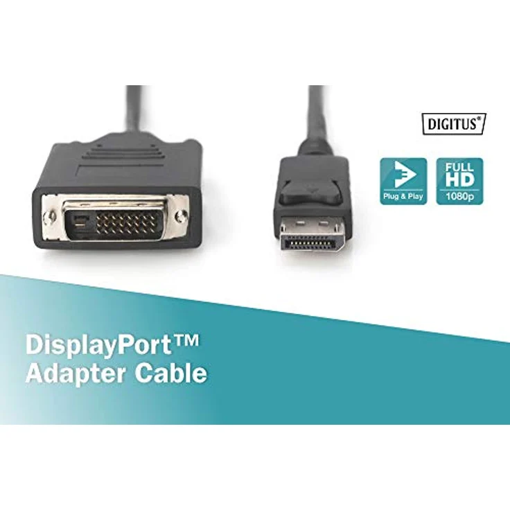 ASSMANN DisplayPort zu DVI-D Adapterkabel, DP 1.2, DVI (24+1), 1 Meter, Schwarz – Bild 6