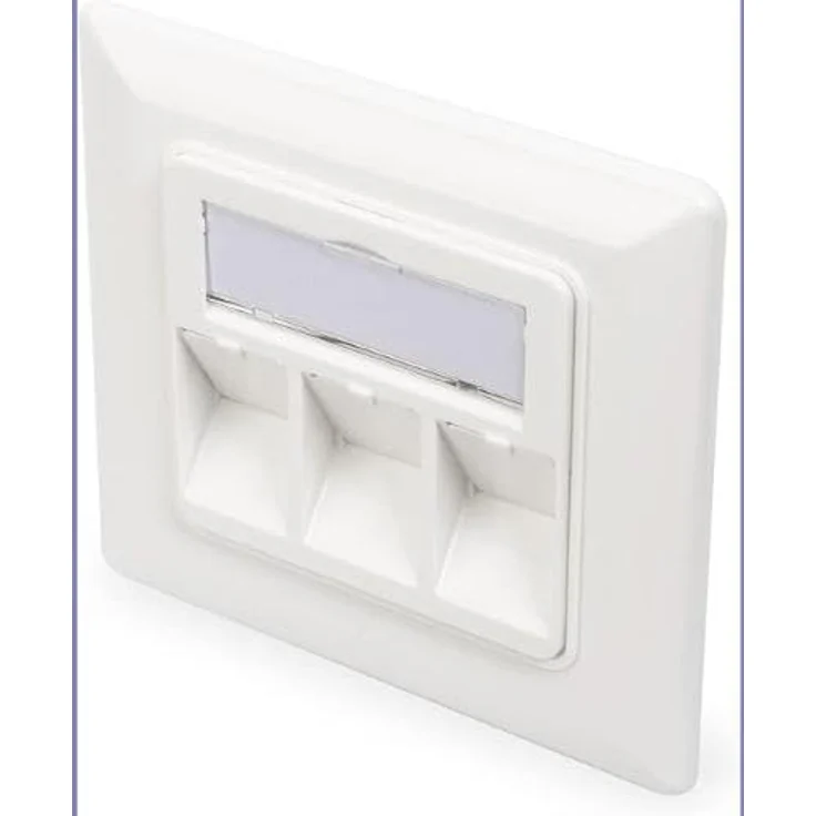 Digitus DN-93821 Keystone-Halterung 3-fach, Weiß mit Staubschutzklappen und schrägem Auslass für vertikale und horizontale Steckrichtungen – Bild 4