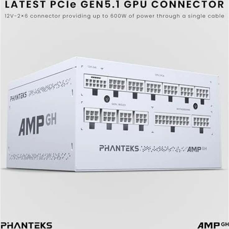 Phanteks AMP GH 1000W 80 Plus Platinum Netzteil, PCIe 5.1, ATX 3.1-1000 Watt, weiß – Bild 2