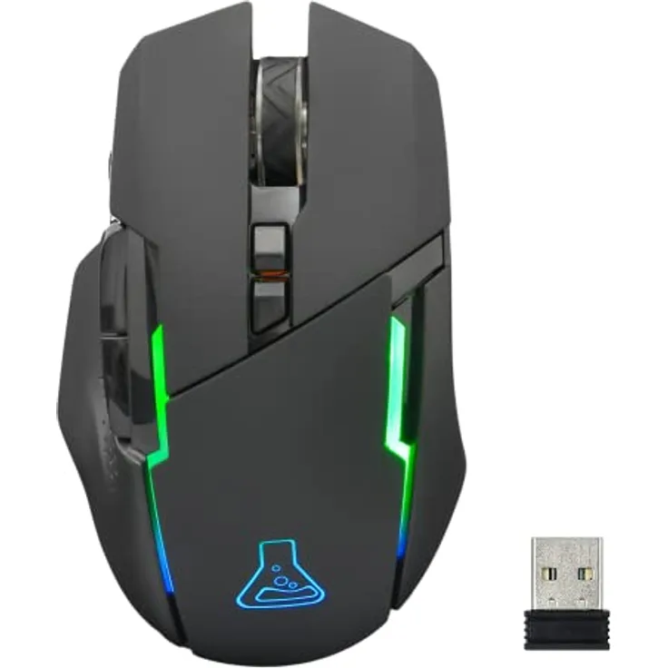 THE G-LAB Kult Caesium kabellose Gaming-Maus - High-Performance Wireless Gaming-Maus mit 7200dpi, RGB-LED, 6 Tasten, ergonomischer Gaming-Maus, kompatibel mit PC, PS4, PS5, Xbox One (KABELLOS)