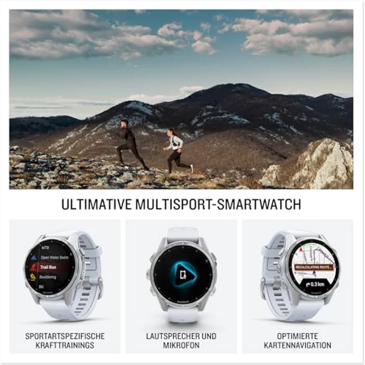 Garmin fēnix 8 43mm Multisport-Smartwatch, 1,3" AMOLED, Taschenlampe, TOPO-Karten, 80+ Sport-Apps, Telefonie, Music Pay – Bild 2