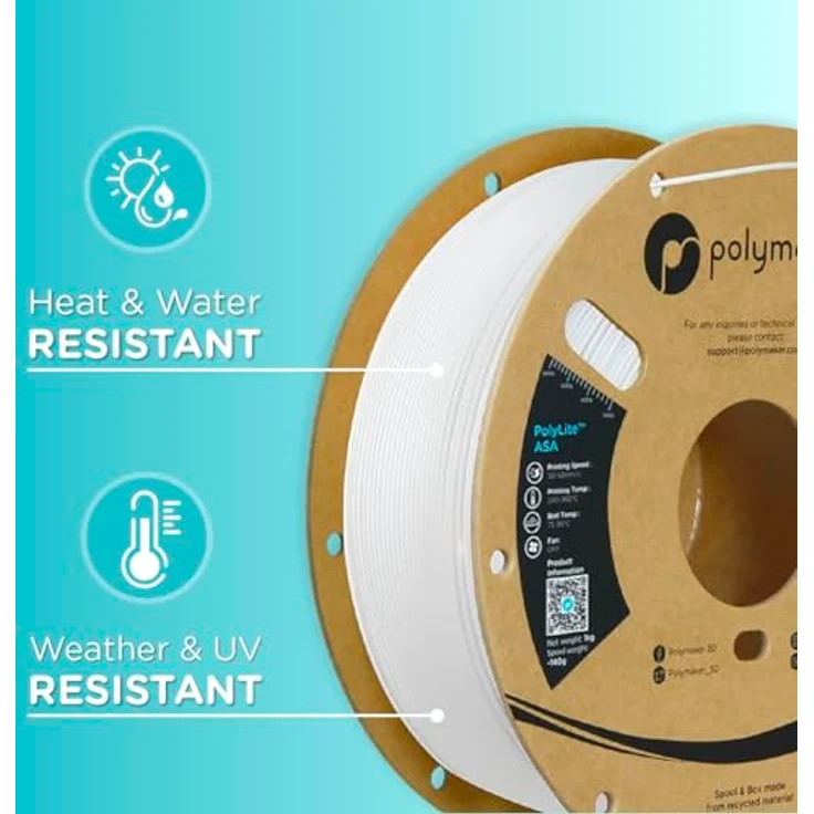 Polymaker PolyLite ASA Weiß, 3D-Druckmaterial mit UV-Beständigkeit, 1.75mm, 1kg – Bild 5