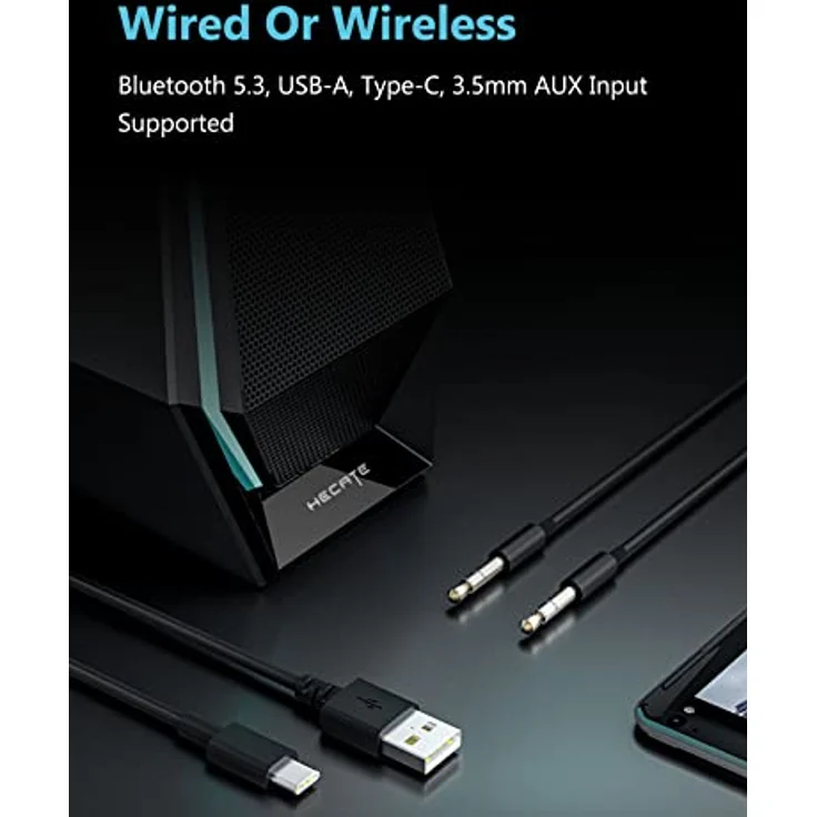 Edifier Hecate G1500 MAX 2.1 Gaming-Lautsprecher-System, 60W mit Subwoofer, RGB-Licht, Bluetooth 5.3 (Schwarz) – Bild 5