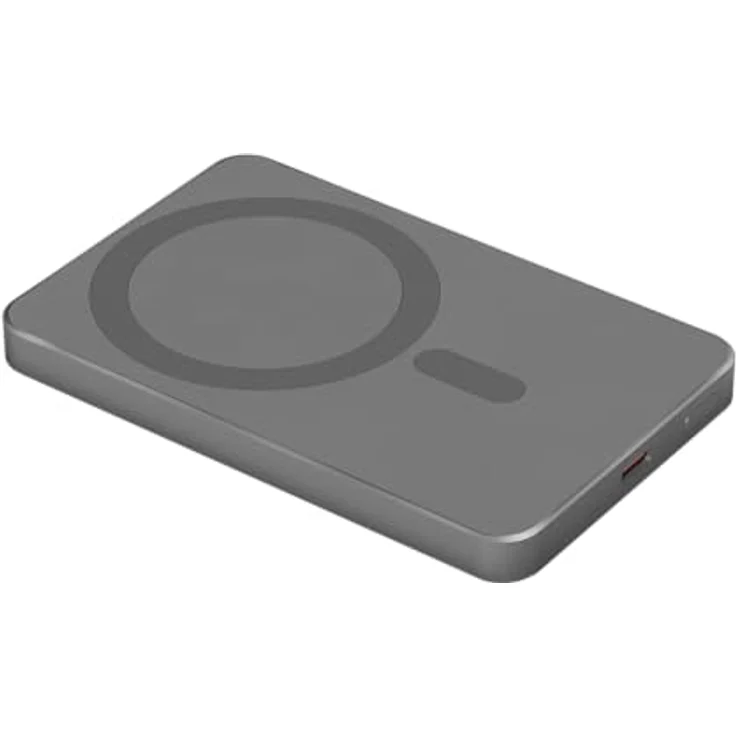 Kruger&Matz KM0911 Powerbank 5000 mAh MagSafe, grau, kabelloses und schnelles Laden, USB-C Anschluss, universell einsetzbar – Bild 1