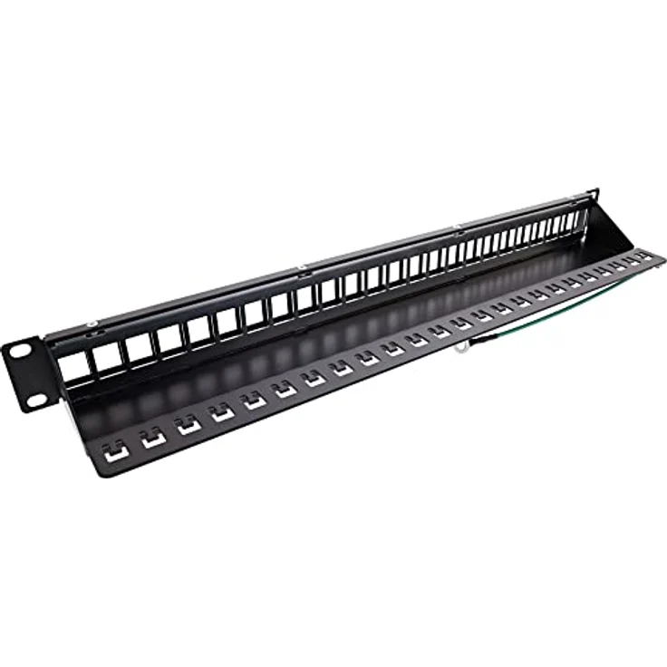 InLine® Patchfeld 24-Fach, Keystone Snap-In Leerblech Patchpanel, 19" (48,26 cm), 1HE, schwarz, für Cat.6A/Cat.6/Cat.5 Module – Bild 2