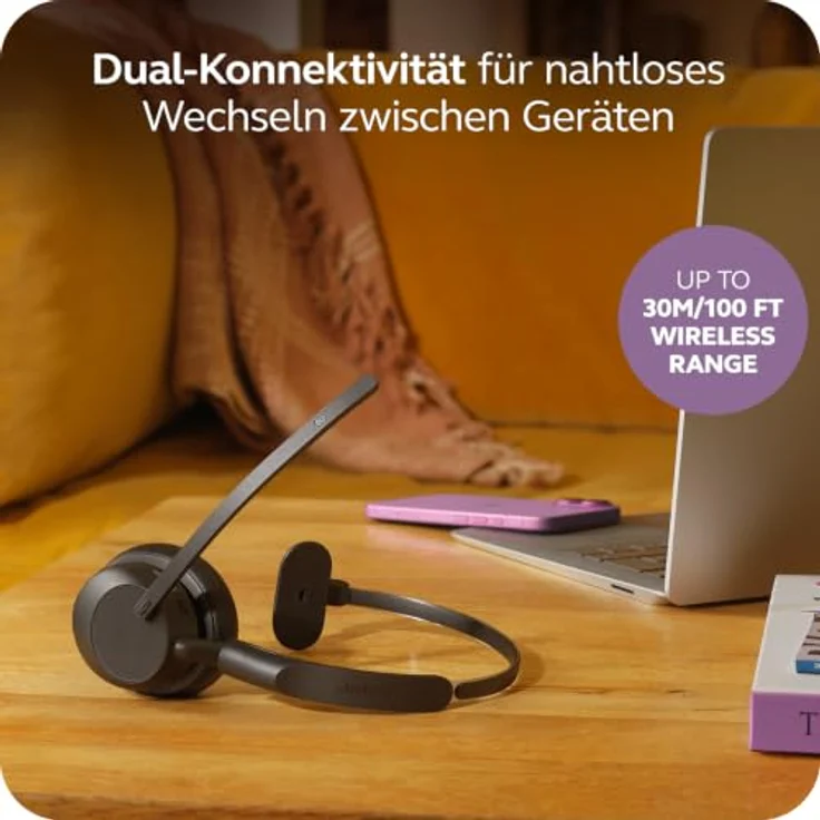 Jabra Evolve3 45 Mono, LINK 390c, UC On Ear Headset Kabellos, Bluetooth®, mit drei Mikrofonen, schwarz – Bild 6