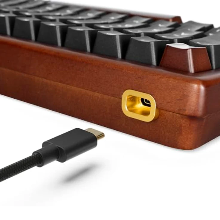 Sharkoon SKILLER SGK50 S2 Wood PBT, Gaming-Tastatur mit Gateron G Pro 3.0 Yellow, DE-Layout, RGB-Beleuchtung, schwarz/hölzernes Design – Bild 4