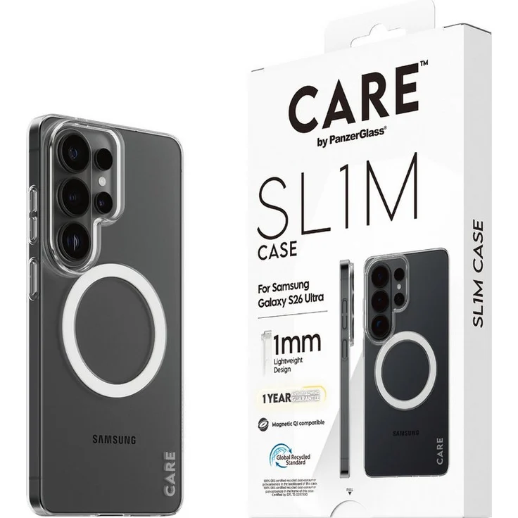 CARE by PanzerGlass SL1M Case für Samsung Galaxy S26 Ultra, stoßfeste, ultra-slim Schutzhülle mit Nanotech-Beschichtung und verbessertem Kameraschutz