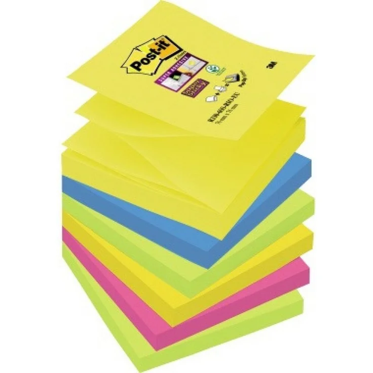 Post-it® Super Sticky Haftnotizen, 76 x 76 mm, signalstarke Farben, praktisch überall haftend