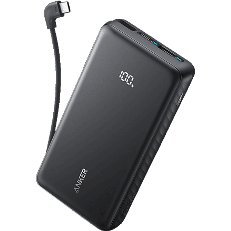 ANKER Powerbank PowerCore 20000, 20000 mAh mit integriertem USB-C Kabel, PD, Schwarz