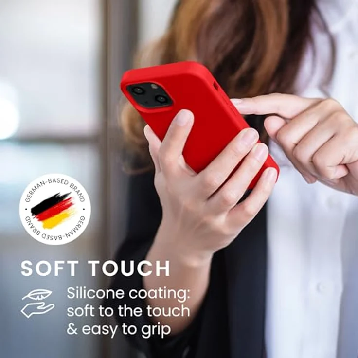 kwmobile Handyhülle für iPhone 13 mini, Silikon Case in Rot, rutschfest und kabelloses Laden – Bild 4