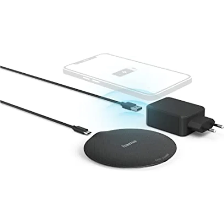 Hama Induktions-Ladegerät 2000mA QI-FC15 Metal 00201687 Schwarz