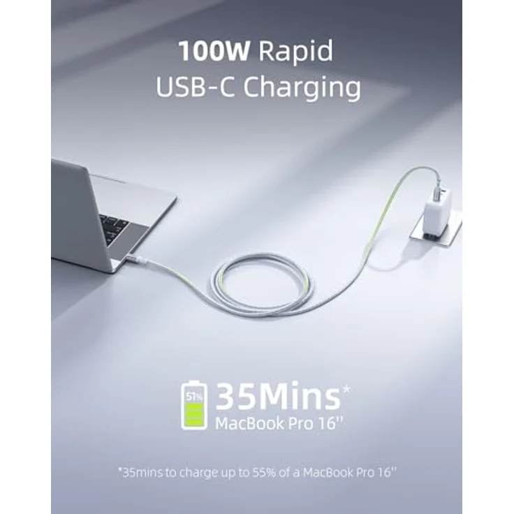 Innostyle USB C Kabel PowerFlex Ultra, 2M 100W Typ C PD, Schnellladekabel mit 4K/60Hz Unterstützung, für Samsung S24, iPhone 16, MacBook Air – Bild 2
