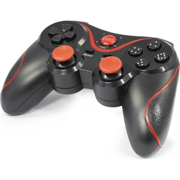 Eaxus X3 Wireless Controller, Bluetooth 5.0 Gamepad für PS3, Android, PC & Amazon Fire, Schwarz mit roten Highlights, 20 Stunden Akkulaufzeit – Bild 2