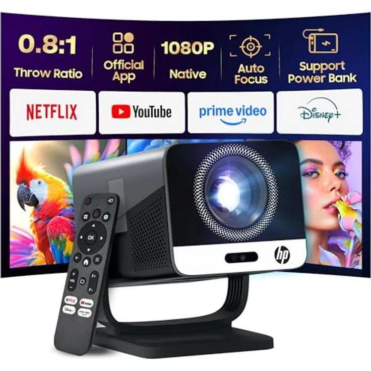 HP Projektor MC475, 200 ISO-Lumen FullHD Beamer mit Netflix-Zertifizierung, Kurzdistanzprojektion und kabelloser Bildschirmspiegelung – Bild 3