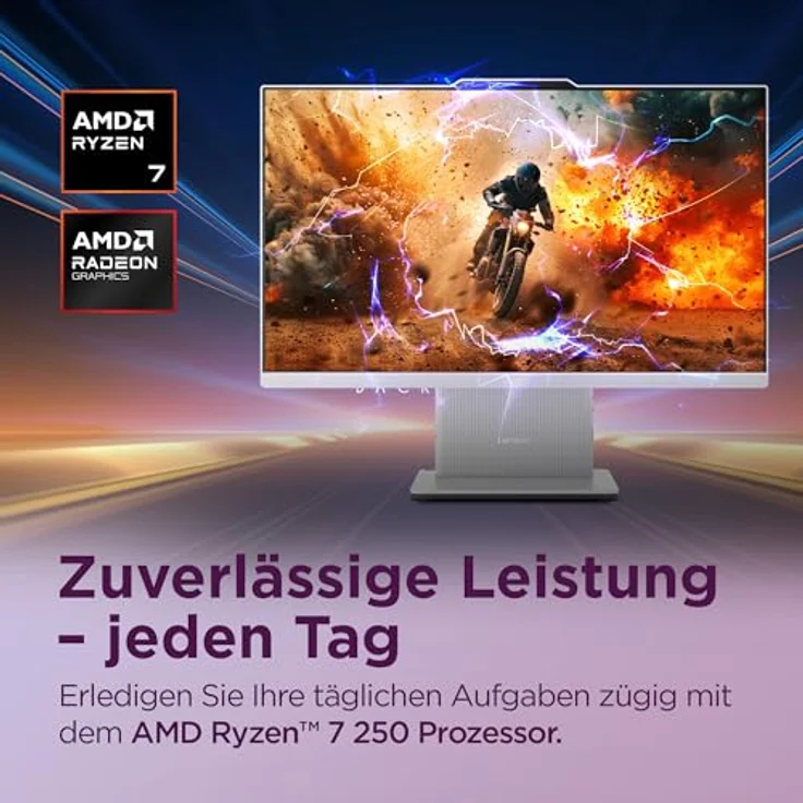 Lenovo IdeaCentre All-In-One PC, 23.8" Full HD, AMD Ryzen 7 250, 16GB RAM, 1TB SSD, AMD Radeon Grafik, Windows 11, Cloud grau, inkl. USB Maus-Tastatur, 3 Monate Premium Care – Bild 2