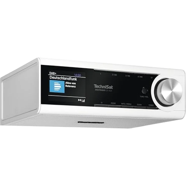 TechniSat DIGITRADIO 23 ASA, Küchen Unterbauradio mit DAB+, UKW, Automatic Safety Alert, Bluetooth Streaming, dimmbarem TFT Farbdisplay, weiß – Bild 1