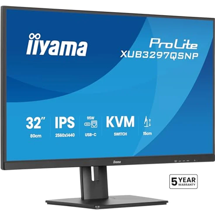 iiyama Prolite XUB3297QSNP-B1, 32" QHD IPS LED-Monitor mit 100Hz, USB-C Dock, KVM-Switch und Höhenverstellung, schwarz – Bild 2