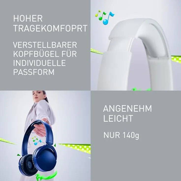 Panasonic RB-HF630BE-W Kabelloser Street-Kopfhörer, Bluetooth 5.3, Multipoint, bis zu 72 Stunden Wiedergabe, Weiss – Bild 3