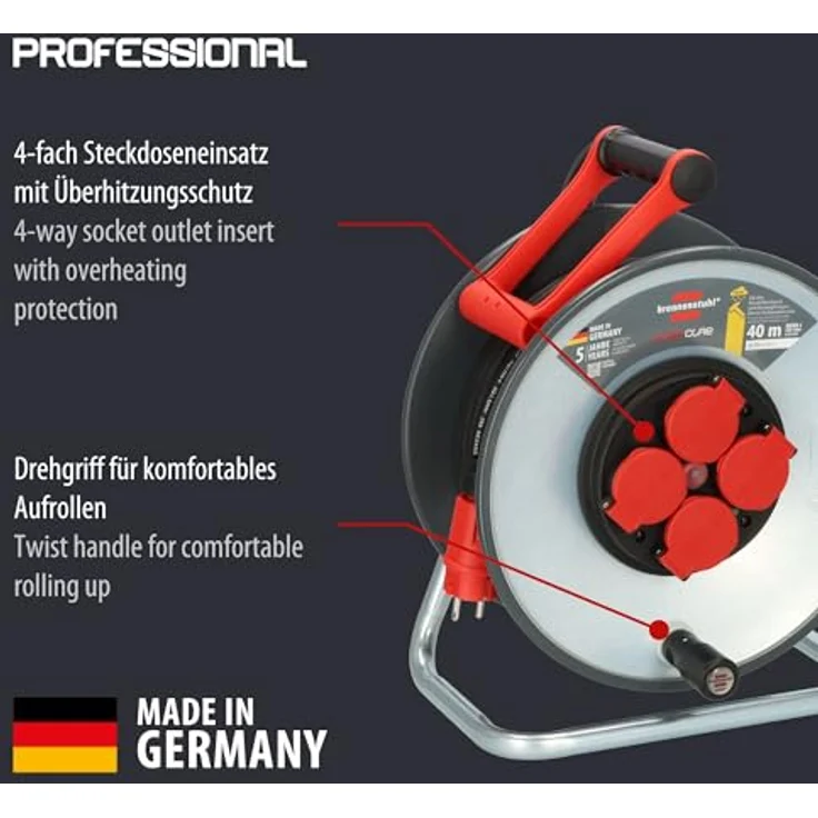 Brennenstuhl Professional SteelCore Kabeltrommel SC 4100 IP44 (40m, Stahlblech, Made in Germany) – Bild 2