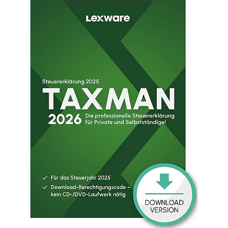 Lexware TAXMAN 2026, Steuersoftware für bis zu 5 Steuererklärungen mit Belegmanager und Elster-Assistent, PC