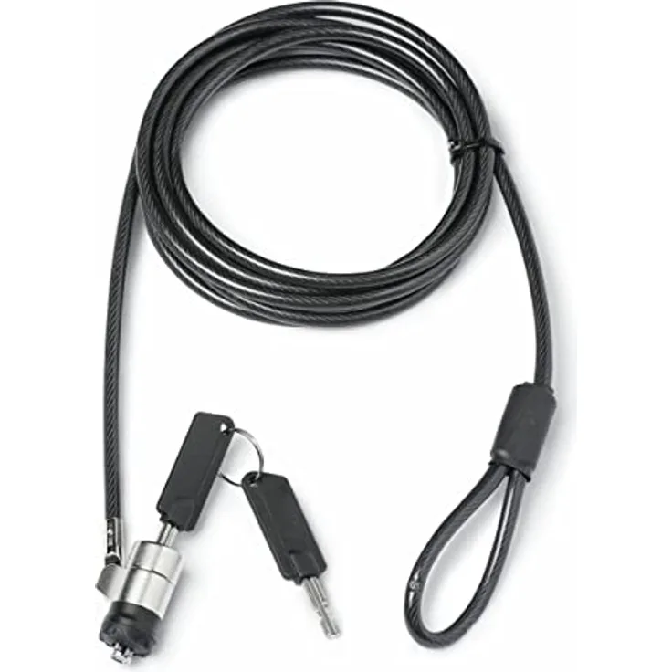 Dicota Security T-Lock Pro, Laptop Schloss mit 2m Stahlkabel und Schlüssel, geeignet für 3 x 7mm Schlösser