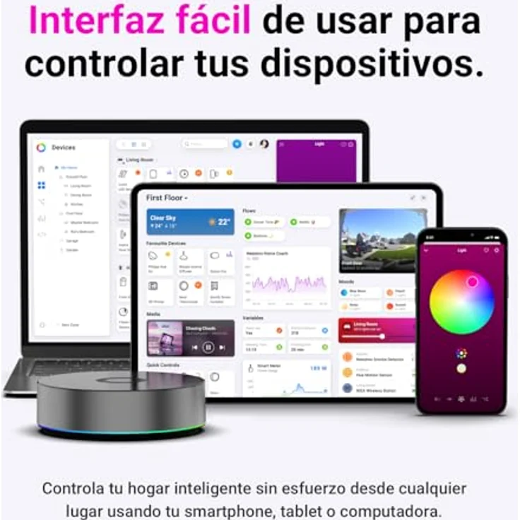 Homey Pro (2026), Smart Home Hub mit Ethernet-Anschluss, Zigbee und Z-Wave, Schwarz – Bild 3