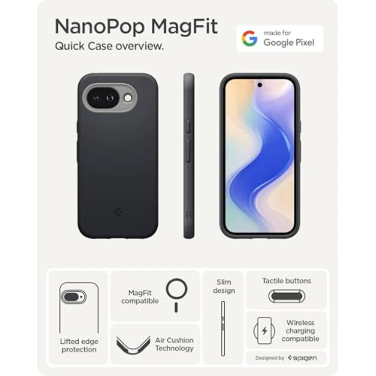 Spigen Nano Pop MagFit für Google Pixel 10a, Zweifarbiges Design, Stylisch Dünn und Staubfrei, Kompatibel mit MagSafe - Black Sesame – Bild 3
