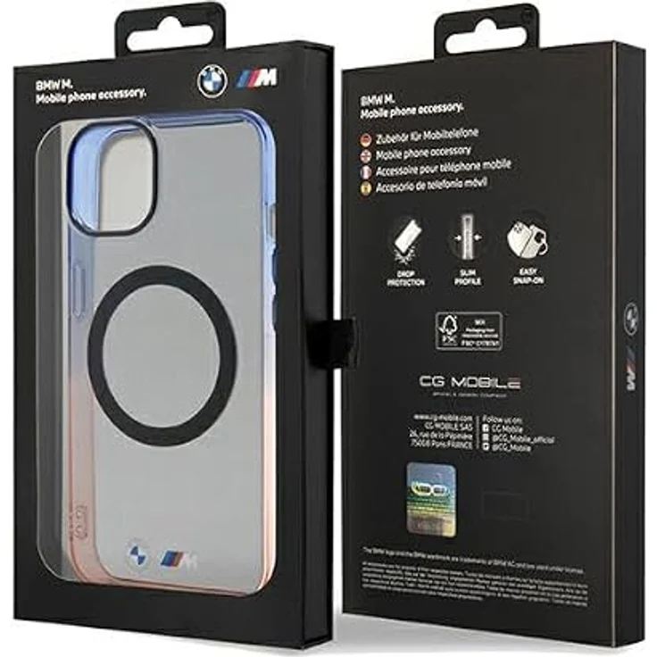 BMW Gradient Bumper MagSafe Case für iPhone 15 Plus / 14 Plus, schützende Handyhülle in Grau mit exklusivem Design – Bild 8