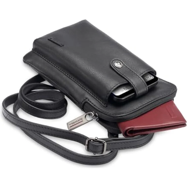 Roncato Detroit Handytasche aus 100% Leder, schwarz, 11.5 cm x 3.5 cm x 19 cm – Bild 2