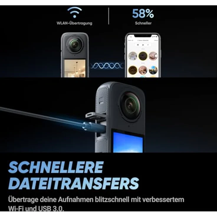 Insta360 X4 Baustellen-Bundle, 360°-Baustellen-Kamera mit 8K 30 fps HDR-Videos, 72 MP Fotos, 11K Zeitraffer, inklusive 256 GB microSD-Karte und Unsichtbarem Selfie-Stick – Bild 3