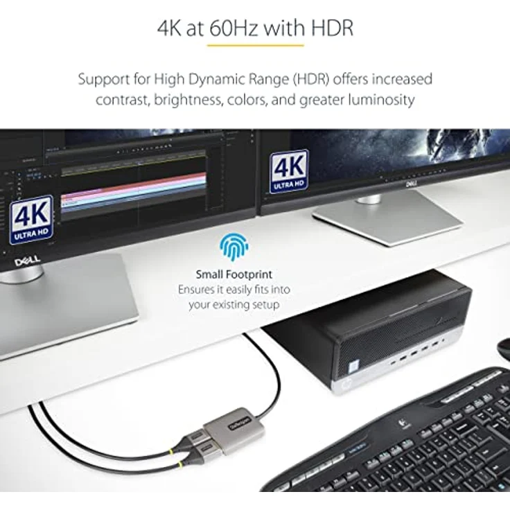 StarTech.com 2-Port DisplayPort MST Hub, Dual 4K 60Hz DP, DisplayPort Splitter auf 2X DP Monitore, DP 1.4 Multi-Monitor Video Adapter, 30 cm Kabel, USB Betrieben, nur Windows (MST14DP122DP) – Bild 5