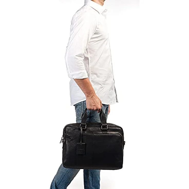 Burkely Antique Avery (15.60"), Notebooktasche, Schwarz - Luxuriöse Laptop-Tasche aus Pull-Up-Leder mit gepolstertem Laptopfach – Bild 7