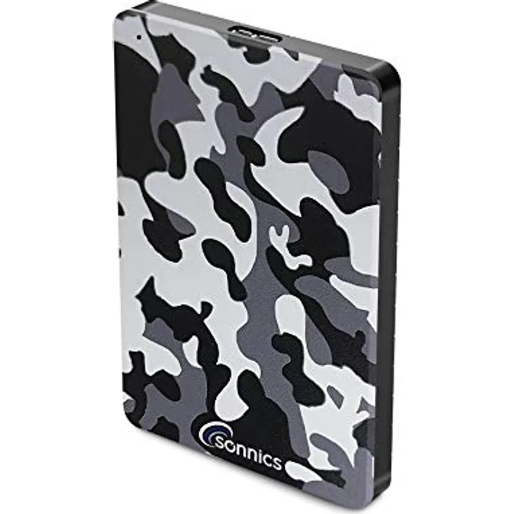 Sonnics 500GB Grau Camo Externe tragbare Festplatte USB 3.0 super schnelle Übertragungsgeschwindigkeit für den Einsatz mit Windows PC, Mac, Xbox ONE, PS4 und PS5