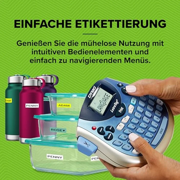 DYMO LetraTag-Beschriftungsgerät LT-100H, Handgerät mit ABC Tastatur, 5 Schriftgrößen, blau – Bild 6