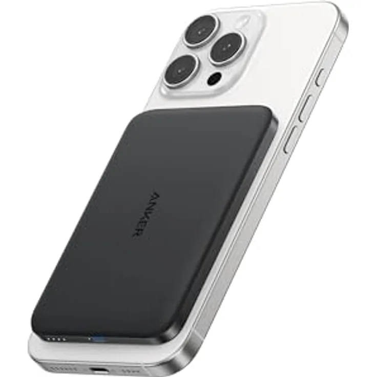 Anker Nano Power Bank, Ultra-Slim 5,000mAh Magnetische Powerbank, Qi2-zertifiziert, 15W Max MagSafe-kompatibel, Ergonomisches Design für iPhone 16/15/14/13/12 Series