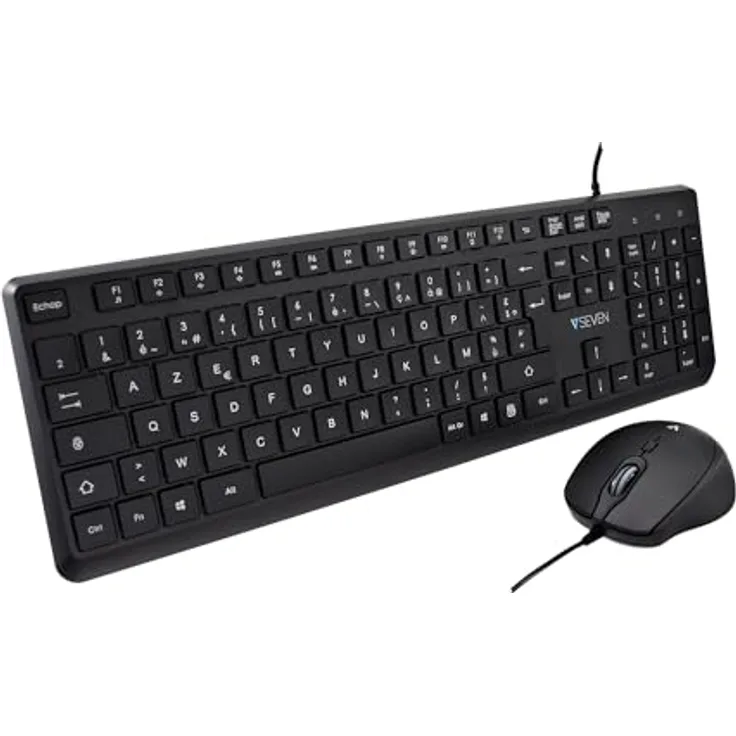 V7 CKU350ES Tastatur und Maus, schwarz, QWERTY Spanisch, mehrfarbig - Preisvergleich